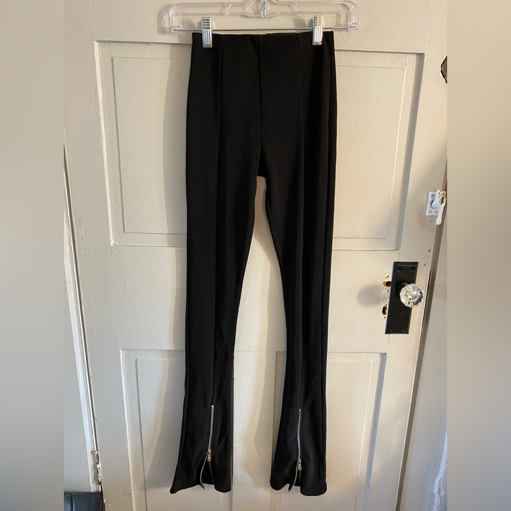 zara ribbed flare split hem pants